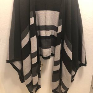 Calvin Klein black&grey striped Shawl.
